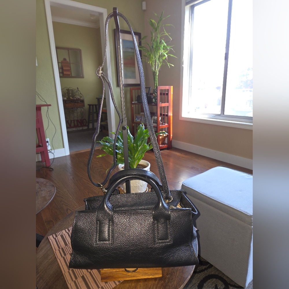 Maison Heritage Black Pebbled Leather Satchel